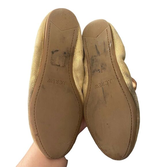 J.Crew Womens Size 7 Ballet Flats Gold Glitter Basic Casual Scrunch Slip On - Picture 10 of 12
